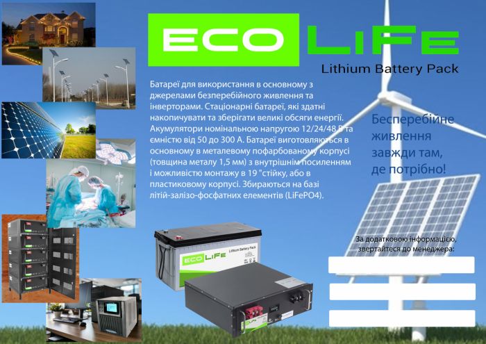 Литиевый аккумулятор EcoLiFe LiFePO4 LF48-50 (Plastic box)