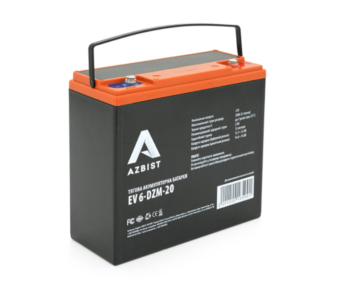 Тяговая аккумуляторная батарея AGM AZBIST 6-DZM-20, 12V 20Ah M4 (181х77х167) Q4