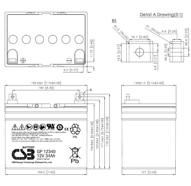 Акумуляторна батарея CSB GP 12340