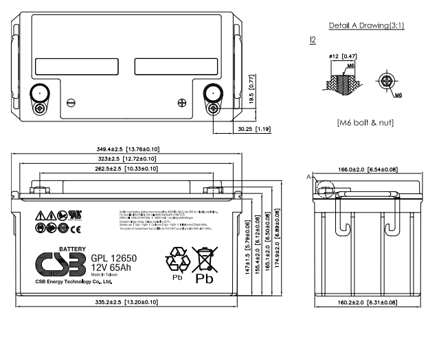 Аккумуляторная батарея CSB GP 12650