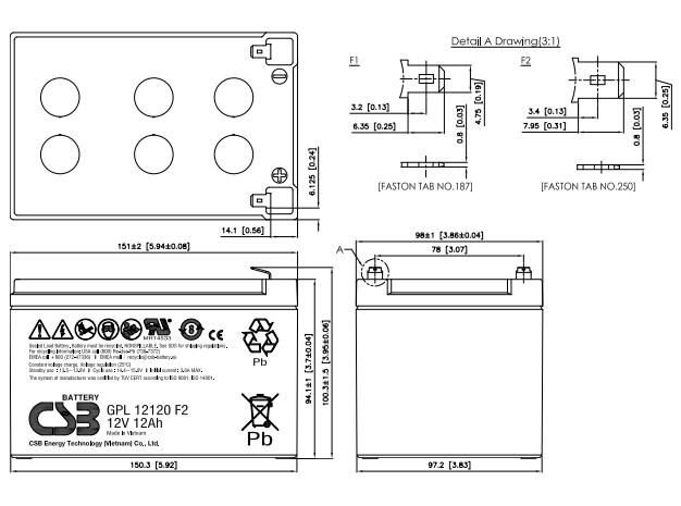 Аккумуляторная батарея CSB GPL 12120