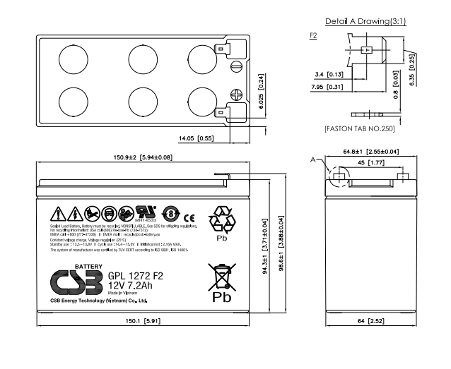 Аккумуляторна батарея CSB GPL1272