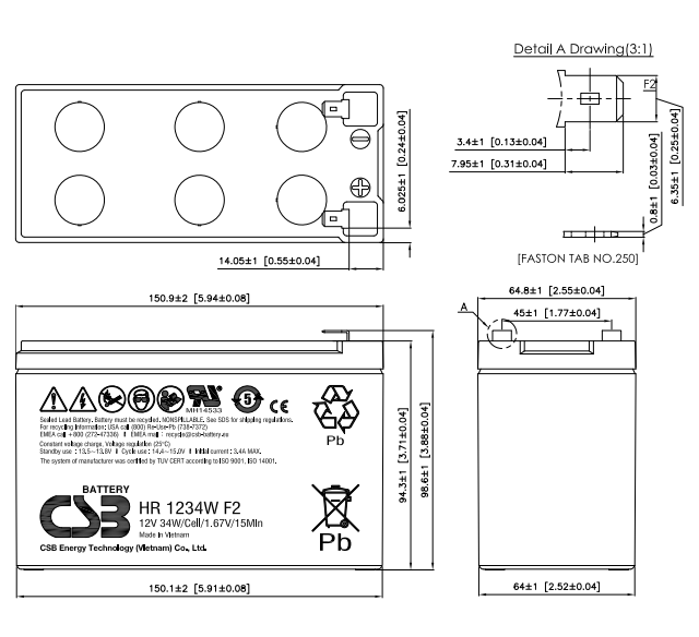 Акумуляторна батарея CSB HR1234W