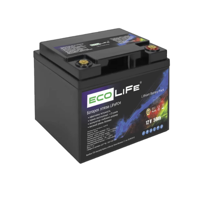 Літійовий акумулятор EcoLiFe LiFePO4 12-50