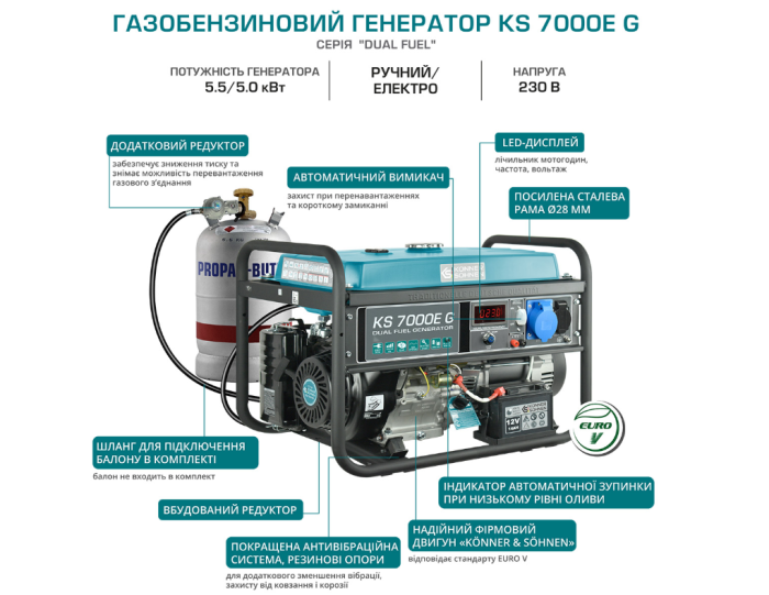 Генератор бензиновий Konner&Sohnen KS 7000E G