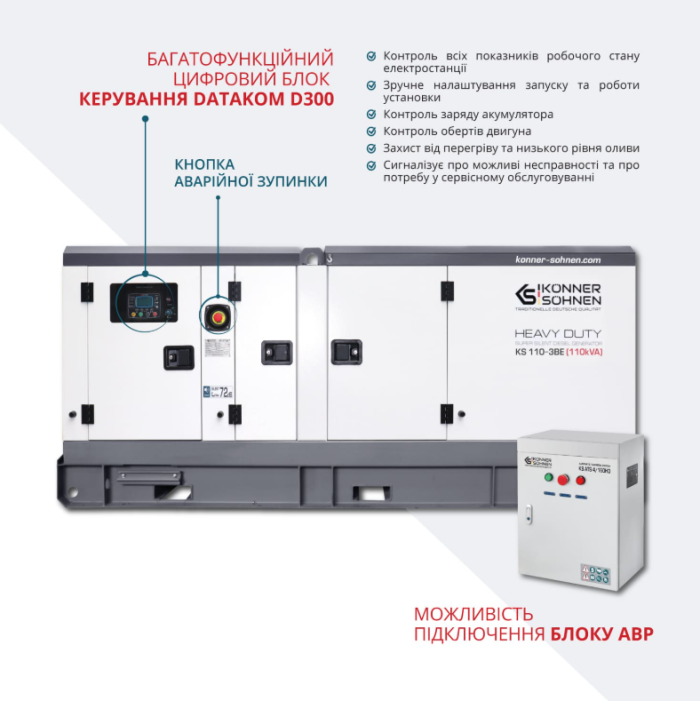 Дизельный генератор Konner&Sohnen KS 110-3BE