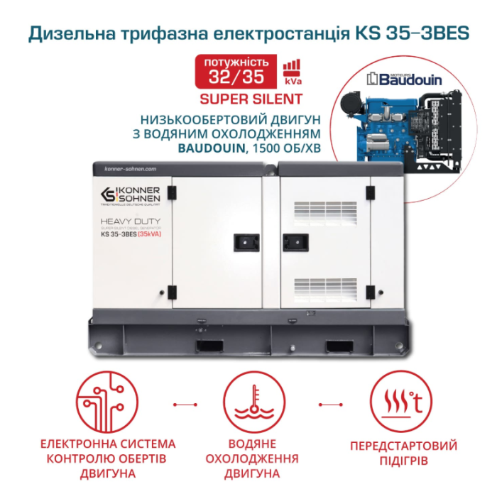 Дизельный генератор Konner&Sohnen KS 35-3BES