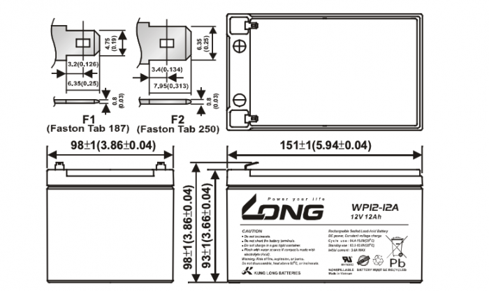Акумуляторна батарея Kung Long WP12-12A