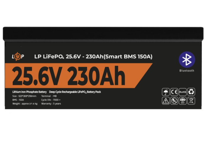 Акумулятор LogicPower LP LiFePO4 25.6V 230 Ah (5888Wh) (Smart BMS 150А) BT