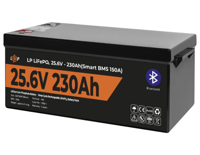 Акумулятор LogicPower LP LiFePO4 25.6V 230 Ah (5888Wh) (Smart BMS 150А) BT