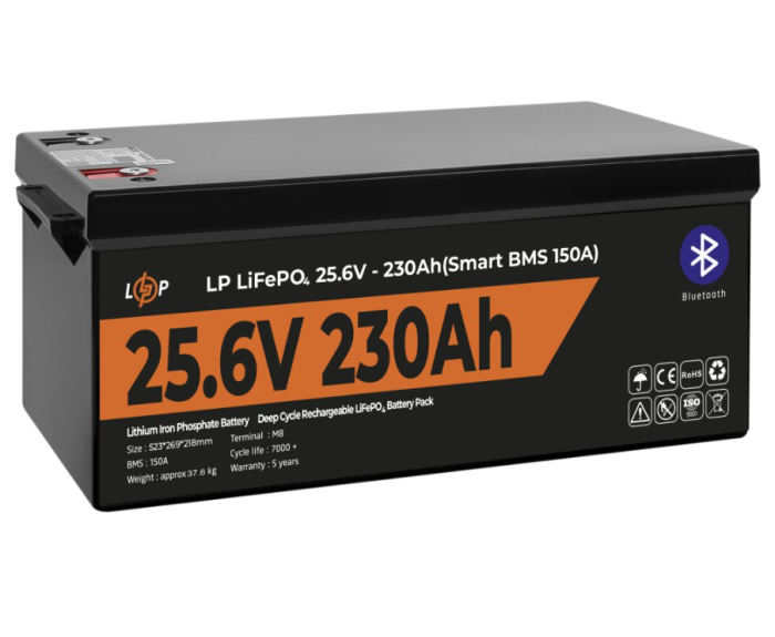 Акумулятор LogicPower LP LiFePO4 25.6V 230 Ah (5888Wh) (Smart BMS 150А) BT