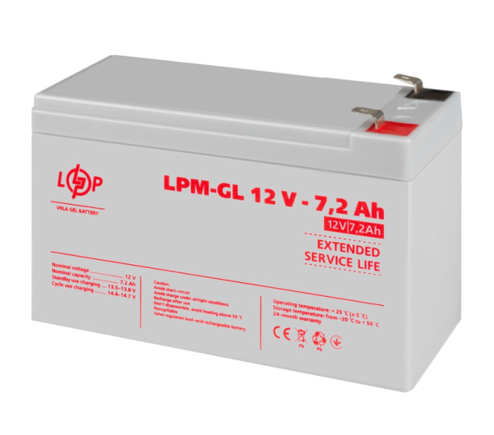 Акумуляторна батарея LogicPower LPM-GL 12V 7,2AH (LP6561)