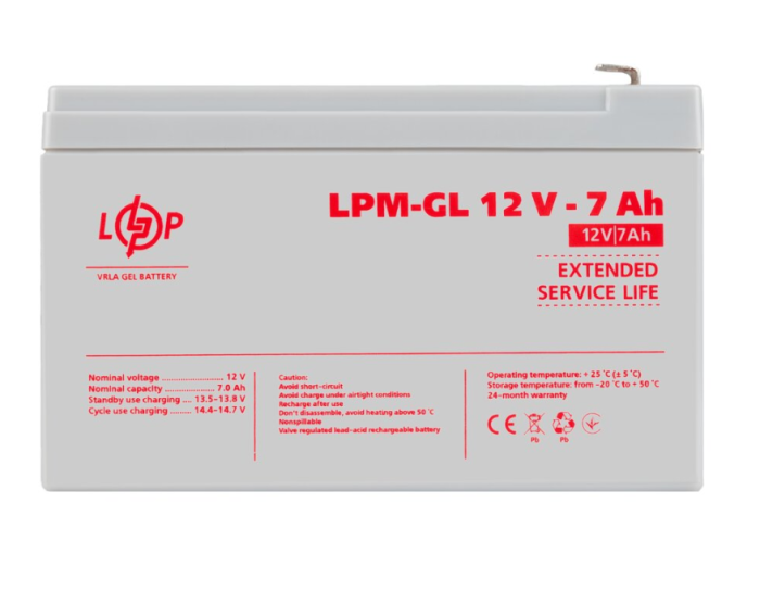 Акумуляторна батарея LogicPower LPM-GL 12V 7AH (LP6560)