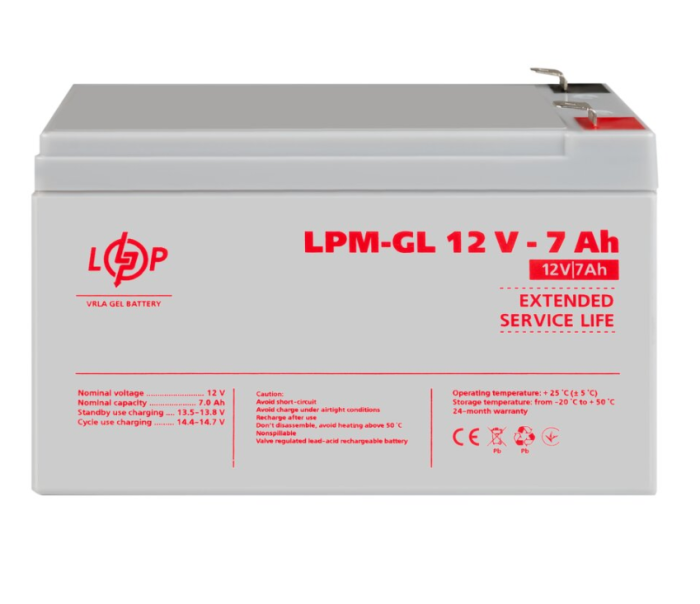Акумуляторна батарея LogicPower LPM-GL 12V 7AH (LP6560)