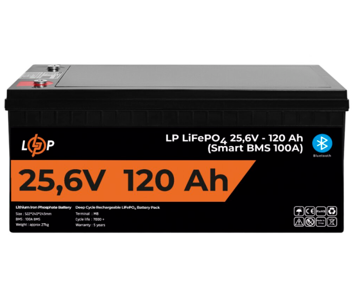 Аккумулятор LogicPower LP LiFePO4 25.6V 120 Ah (3072Wh) (Smart BMS 100А) BT для ИБП