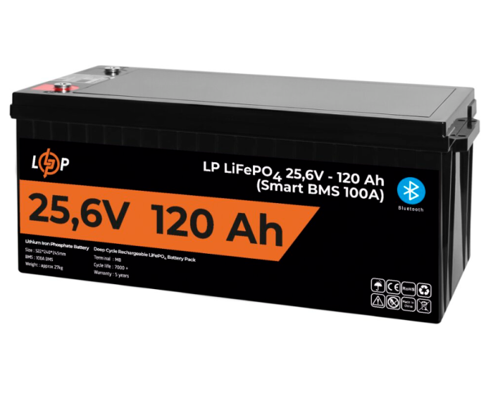 Аккумулятор LogicPower LP LiFePO4 25.6V 120 Ah (3072Wh) (Smart BMS 100А) BT для ИБП