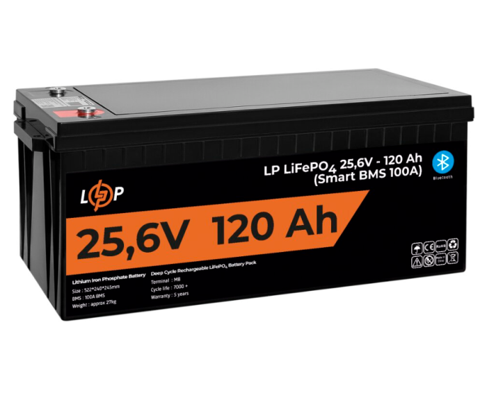 Аккумулятор LogicPower LP LiFePO4 25.6V 120 Ah (3072Wh) (Smart BMS 100А) BT для ИБП