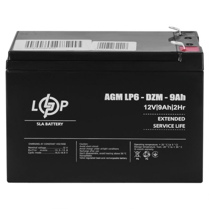 Тяговий свинцево-кислотний акумулятор LogicPower LP 6-DZM-9 Ah
