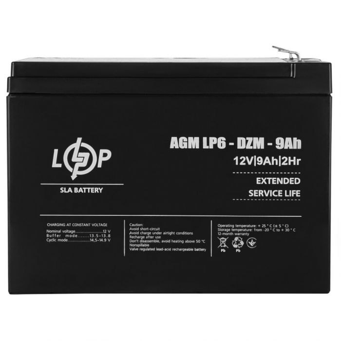 Тяговий свинцево-кислотний акумулятор LogicPower LP 6-DZM-9 Ah