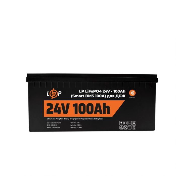 Акумулятор LogicPower LP LiFePO4 для ДБЖ 24V (25,6V) 100 Ah (2560Wh) (Smart BMS 100А) с BT