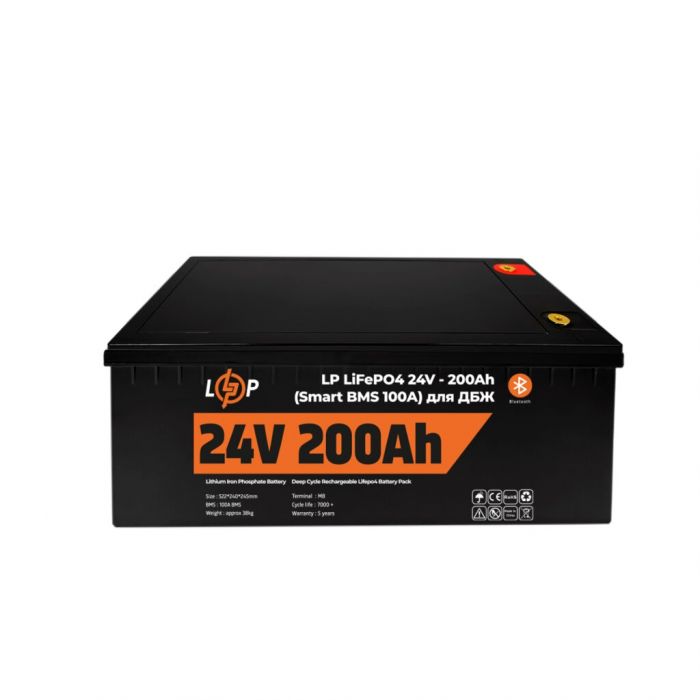 Акумулятор LogicPower LP LiFePO4 для ДБЖ 24V (25,6V) 200 Ah (5120Wh) (Smart BMS 100А) с BT