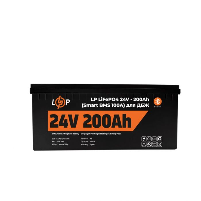 Акумулятор LogicPower LP LiFePO4 для ДБЖ 24V (25,6V) 200 Ah (5120Wh) (Smart BMS 100А) с BT