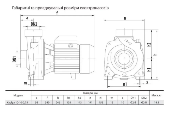 Насос поверхностный NPO Kaplya 10-10-0.75