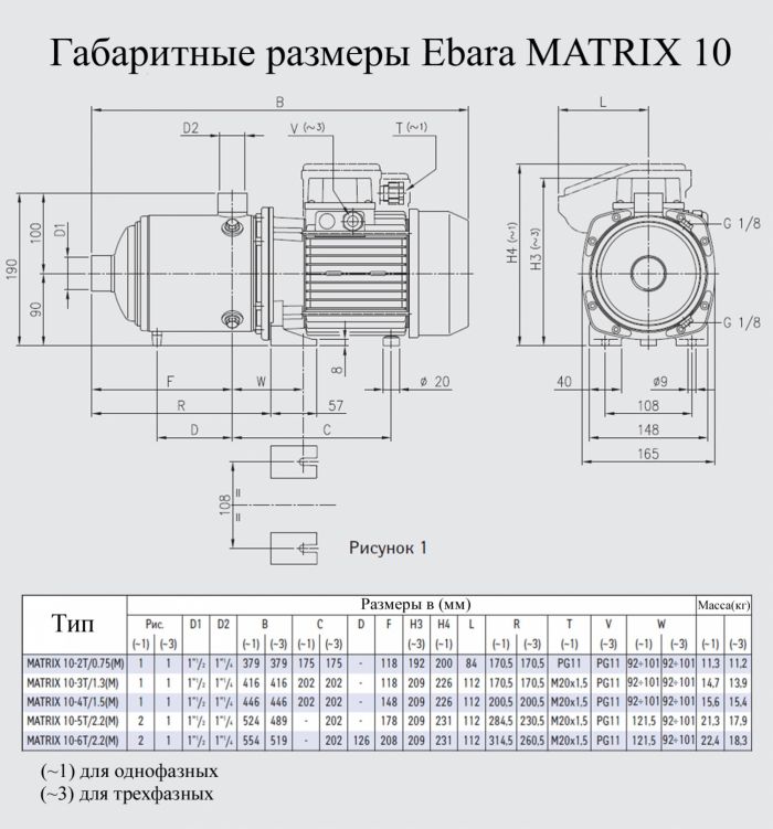 Насос поверхневий Ebara MATRIX 10-6T/2.2M